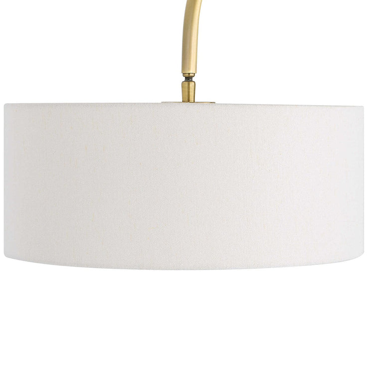 Uttermost Huxford Antiqued Brushed Brass Iron Floor Lamp With White Linen Shade
