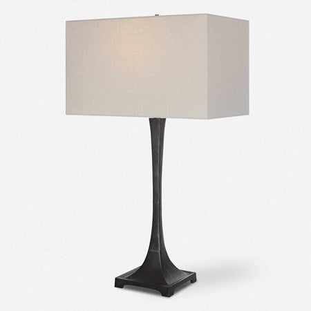 Uttermost Reydan Black Iron Table Lamp With Off-White Shade