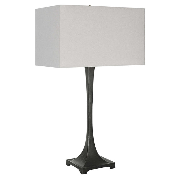 Uttermost Reydan Black Iron Table Lamp With Off-White Shade