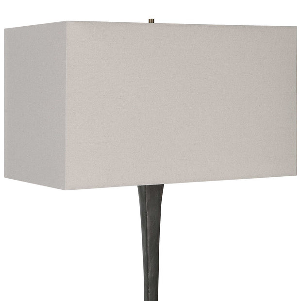 Uttermost Reydan Black Iron Table Lamp With Off-White Shade