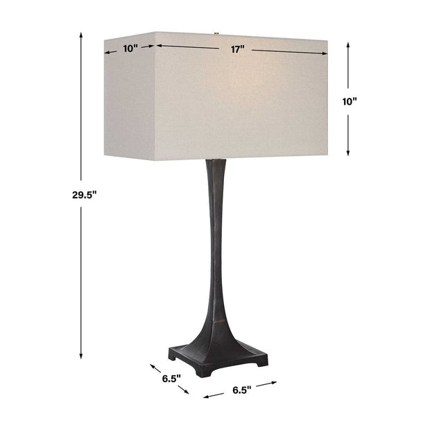 Uttermost Reydan Black Iron Table Lamp With Off-White Shade