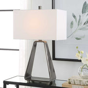 Uttermost Halo Antiqued Nickel Contemporary Table Lamp With White Shade