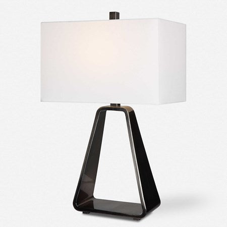 Uttermost Halo Antiqued Nickel Contemporary Table Lamp With White Shade