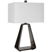 Uttermost Halo Antiqued Nickel Contemporary Table Lamp With White Shade