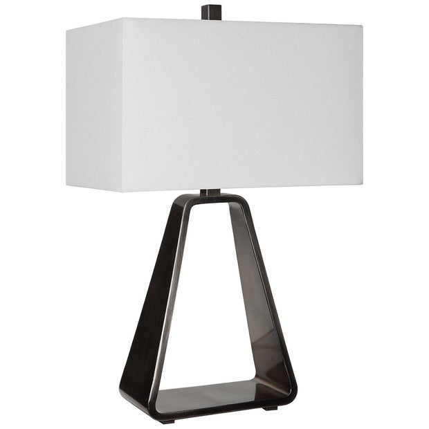 Uttermost Halo Antiqued Nickel Contemporary Table Lamp With White Shade