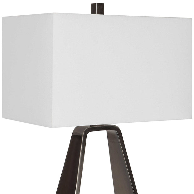 Uttermost Halo Antiqued Nickel Contemporary Table Lamp With White Shade