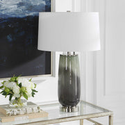 Uttermost Campa Green and Gray Blue Ombré Ceramic Table Lamp With White Shade