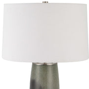 Uttermost Campa Green and Gray Blue Ombré Ceramic Table Lamp With White Shade
