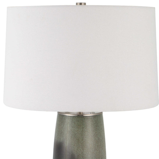 Uttermost Campa Green and Gray Blue Ombré Ceramic Table Lamp With White Shade