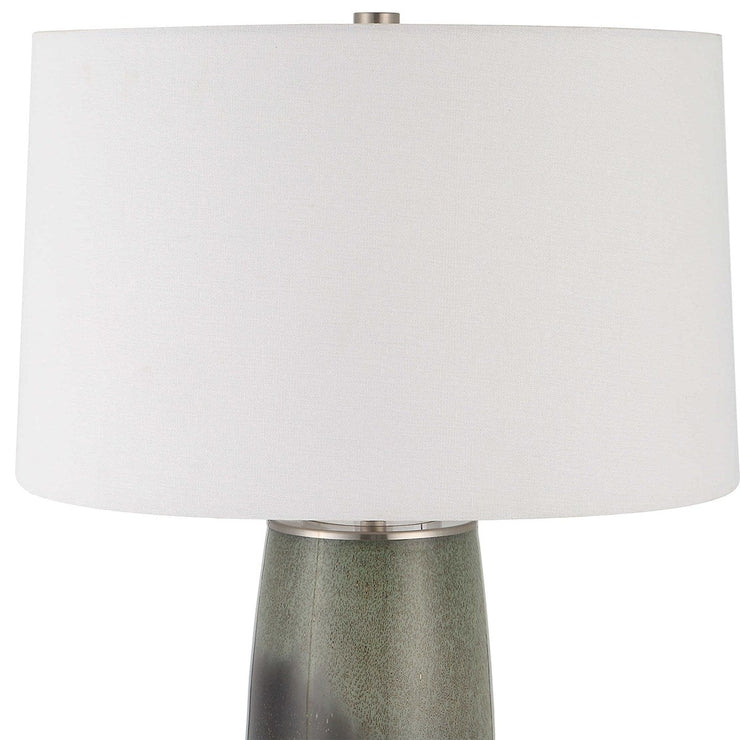 Uttermost Campa Green and Gray Blue Ombré Ceramic Table Lamp With White Shade