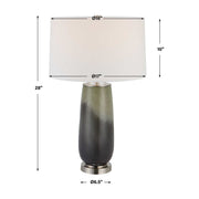 Uttermost Campa Green and Gray Blue Ombré Ceramic Table Lamp With White Shade