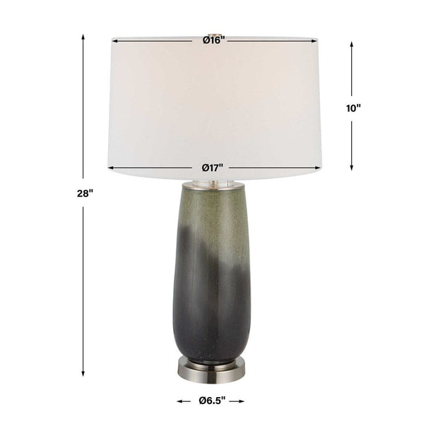 Uttermost Campa Green and Gray Blue Ombré Ceramic Table Lamp With White Shade