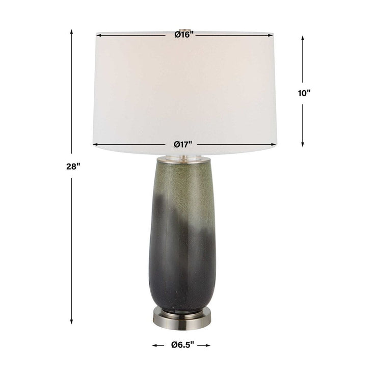 Uttermost Campa Green and Gray Blue Ombré Ceramic Table Lamp With White Shade