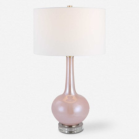 Uttermost Rosa Blush Pink Glass Table Lamp With White Shade