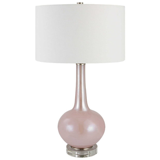 Uttermost Rosa Blush Pink Glass Table Lamp With White Shade