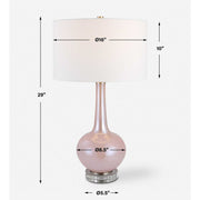Uttermost Rosa Blush Pink Glass Table Lamp With White Shade