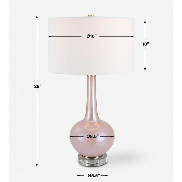 Uttermost Rosa Blush Pink Glass Table Lamp With White Shade