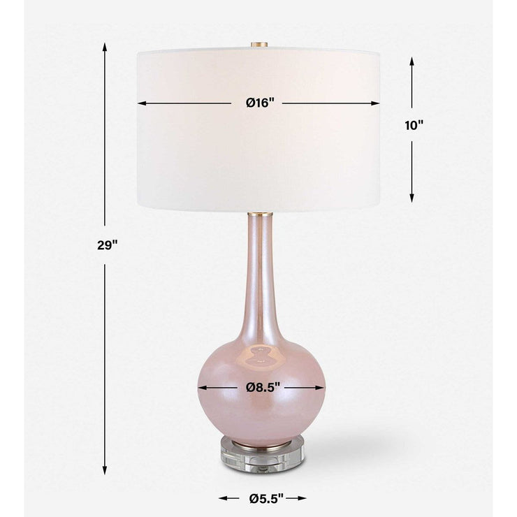Uttermost Rosa Blush Pink Glass Table Lamp With White Shade