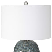 Uttermost Caralina Blue Green Glazed Textured Ceramic Table Lamp With White Linen Shade