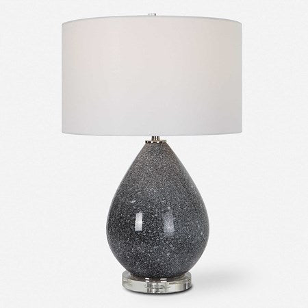 Uttermost Nebula Black and White Speckled Glazed Ceramic Table Lamp With White Shade