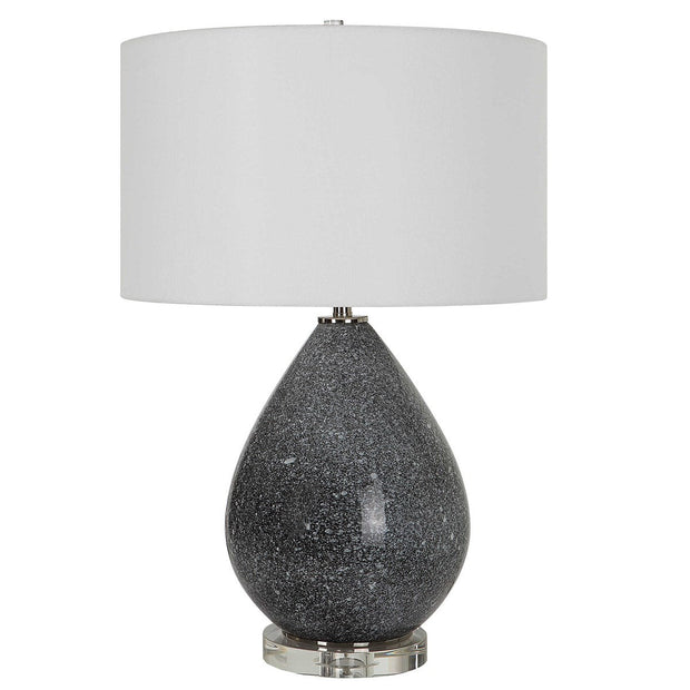 Uttermost Nebula Black and White Speckled Glazed Ceramic Table Lamp With White Shade