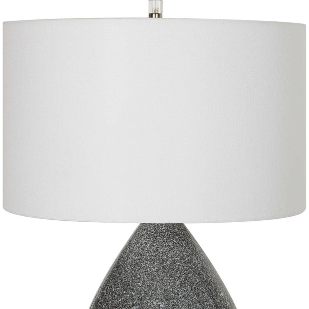 Uttermost Nebula Black and White Speckled Glazed Ceramic Table Lamp With White Shade