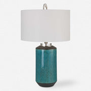 Uttermost Maui Aqua Blue Ceramic Table Lamp With Linen Shade