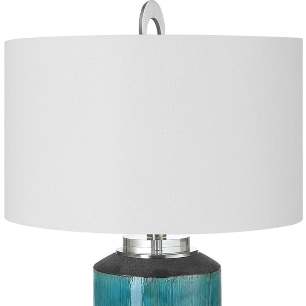 Uttermost Maui Aqua Blue Ceramic Table Lamp With Linen Shade