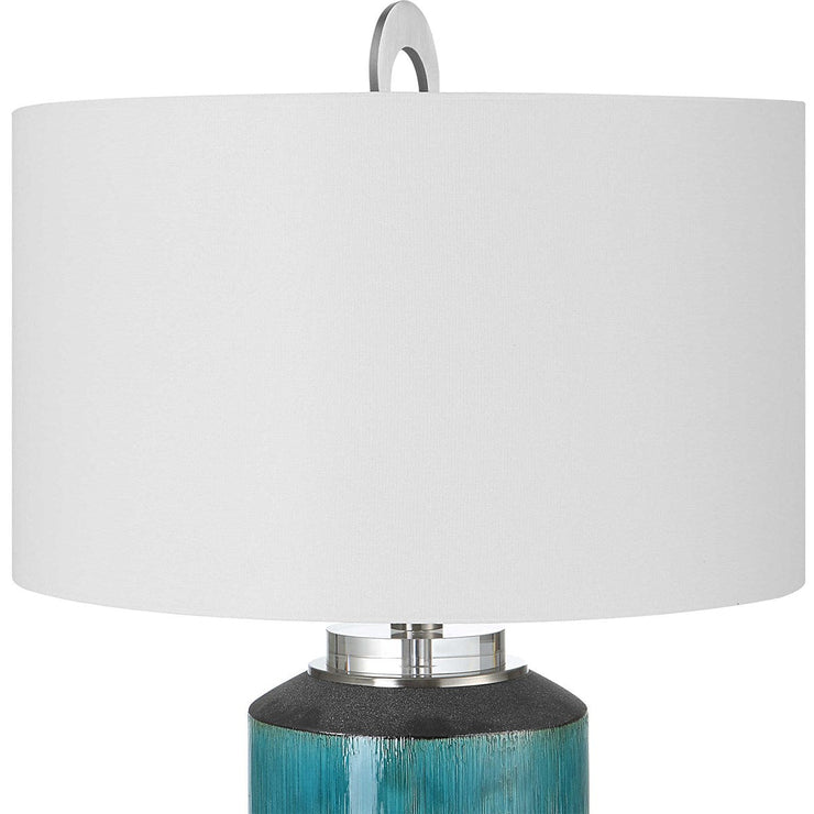 Uttermost Maui Aqua Blue Ceramic Table Lamp With Linen Shade