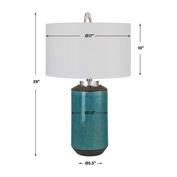 Uttermost Maui Aqua Blue Ceramic Table Lamp With Linen Shade