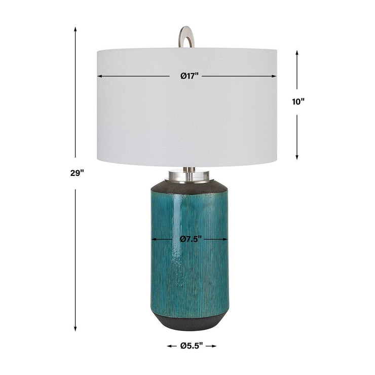 Uttermost Maui Aqua Blue Ceramic Table Lamp With Linen Shade