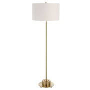 Uttermost Prominence Brushed Brass Floor Lamp With Linen Shade