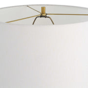 Uttermost Prominence Brushed Brass Floor Lamp With Linen Shade