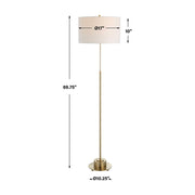 Uttermost Prominence Brushed Brass Floor Lamp With Linen Shade