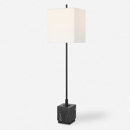 Uttermost Escort Black Marble Buffet Lamp With Linen Shade