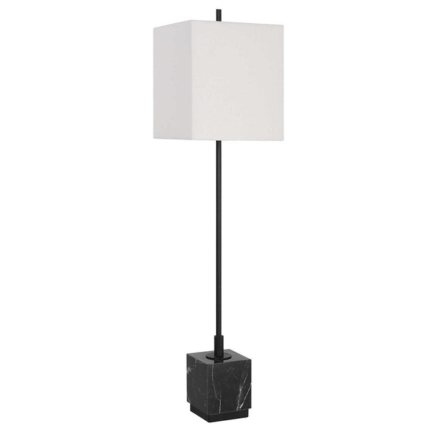 Uttermost Escort Black Marble Buffet Lamp With Linen Shade