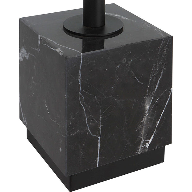Uttermost Escort Black Marble Buffet Lamp With Linen Shade