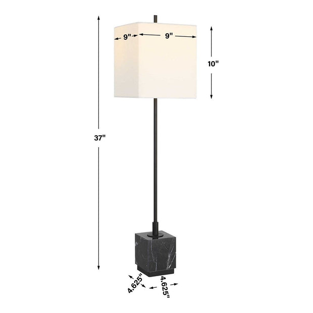 Uttermost Escort Black Marble Buffet Lamp With Linen Shade