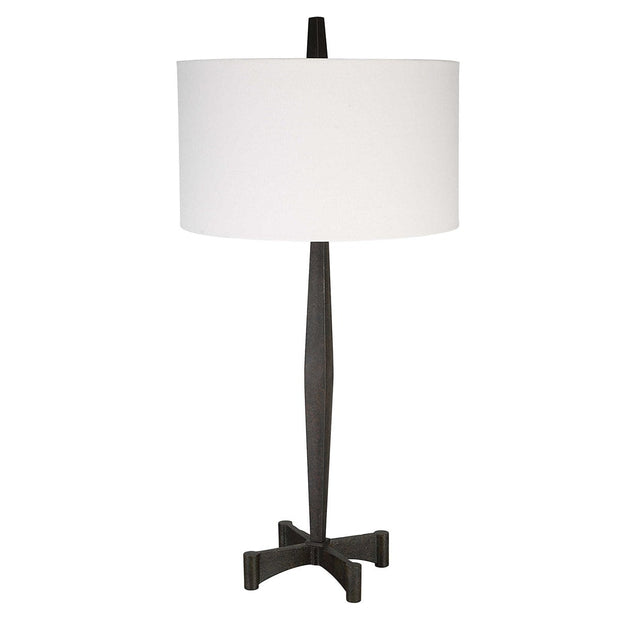 Uttermost Counteract Aged Black Iron Table Lamp With White Linen Shade