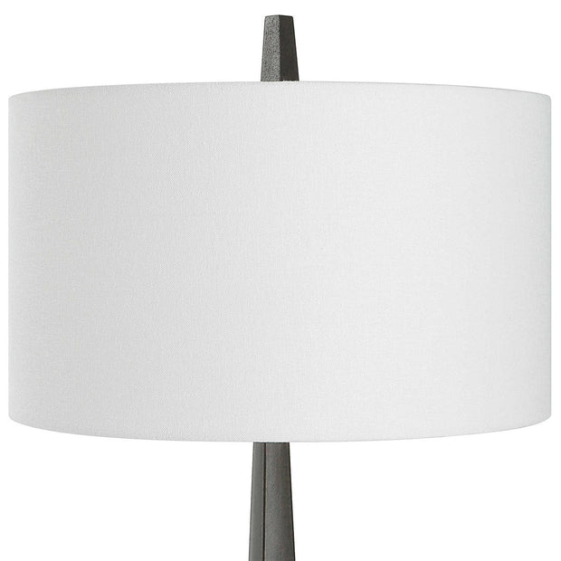Uttermost Counteract Aged Black Iron Table Lamp With White Linen Shade