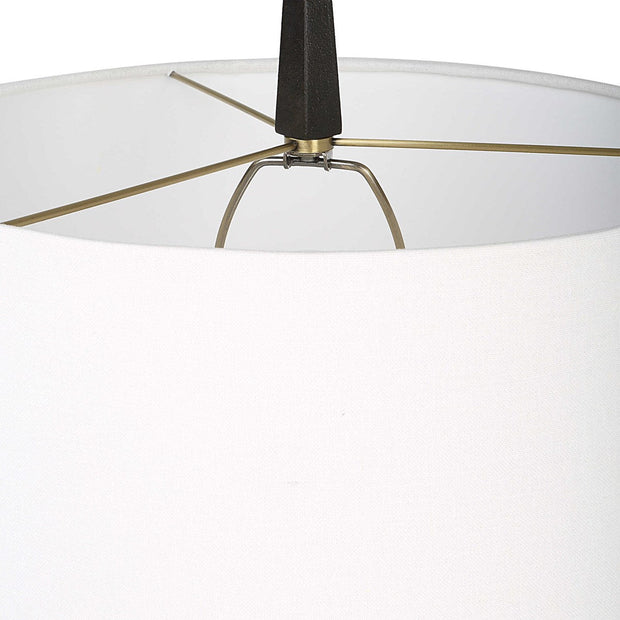 Uttermost Counteract Aged Black Iron Table Lamp With White Linen Shade