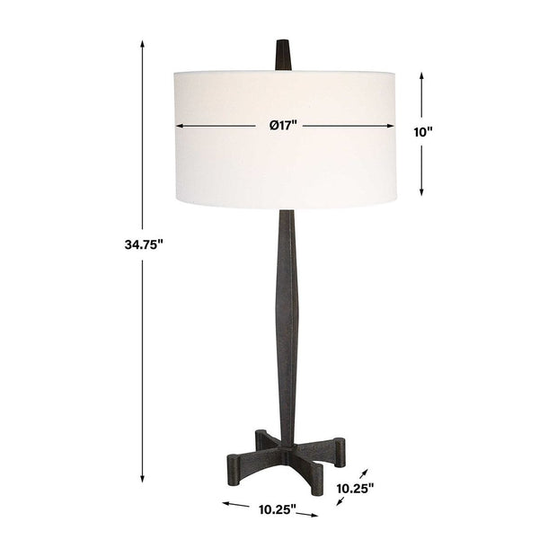 Uttermost Counteract Aged Black Iron Table Lamp With White Linen Shade