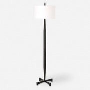 Uttermost Counteract Aged Black Iron Floor Lamp With White Linen Shade