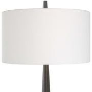 Uttermost Counteract Aged Black Iron Floor Lamp With White Linen Shade