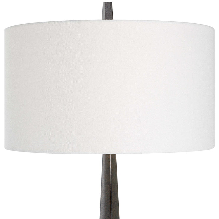 Uttermost Counteract Aged Black Iron Floor Lamp With White Linen Shade