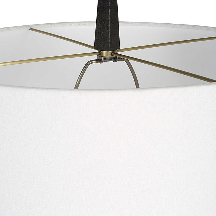 Uttermost Counteract Aged Black Iron Floor Lamp With White Linen Shade
