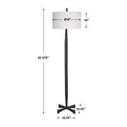 Uttermost Counteract Aged Black Iron Floor Lamp With White Linen Shade