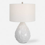 Uttermost Loop White Glazed Ceramic Table Lamp With Linen Shade