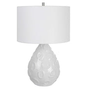 Uttermost Loop White Glazed Ceramic Table Lamp With Linen Shade