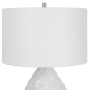 Uttermost Loop White Glazed Ceramic Table Lamp With Linen Shade